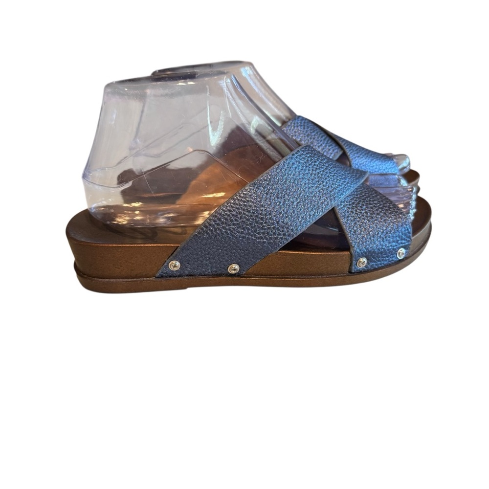 Blue Suede New York Blue Textured Sandals with Rivets Size 38/7 Comfy